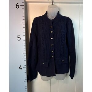 Apt. 9 Nautical‎ Dark Blue & Buttons Cardigan Sweater Faux Pockets Women Large